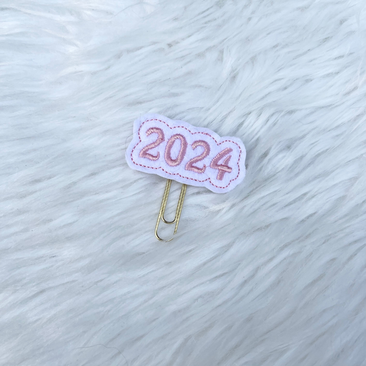 2024 Year Planner Paperclip - White - Custom Thread Colour