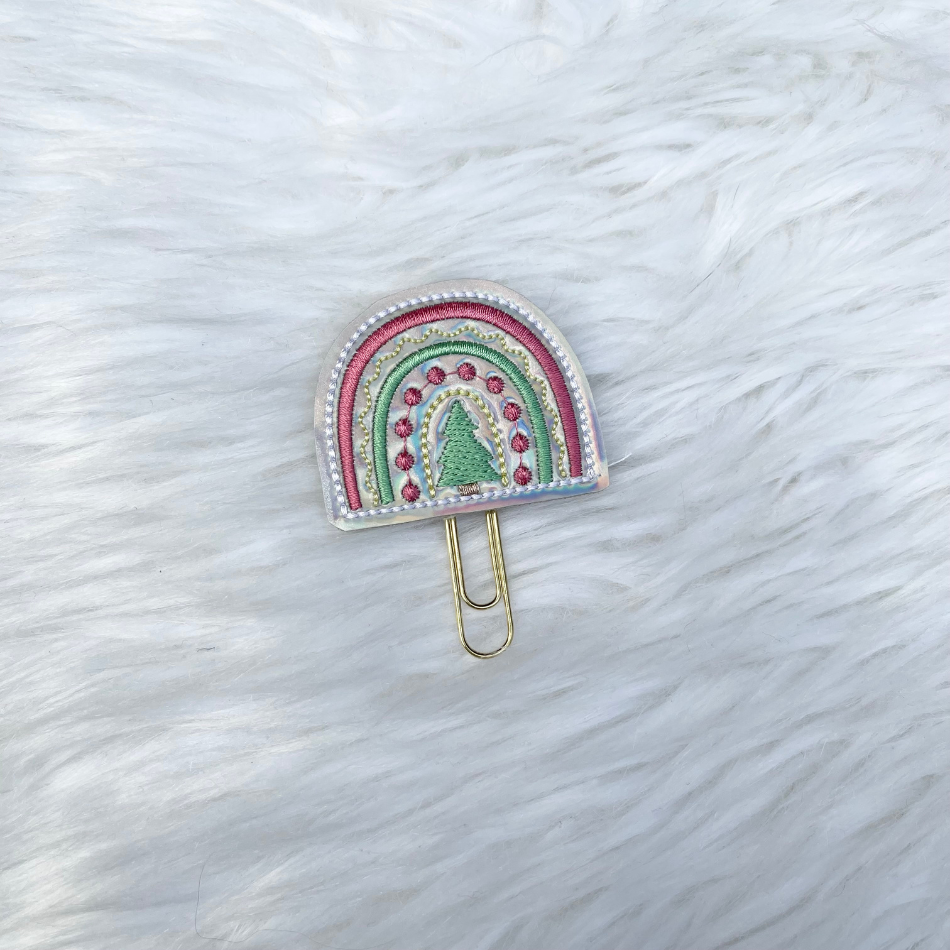 Christmas Rainbow Planner Paperclip - Holo