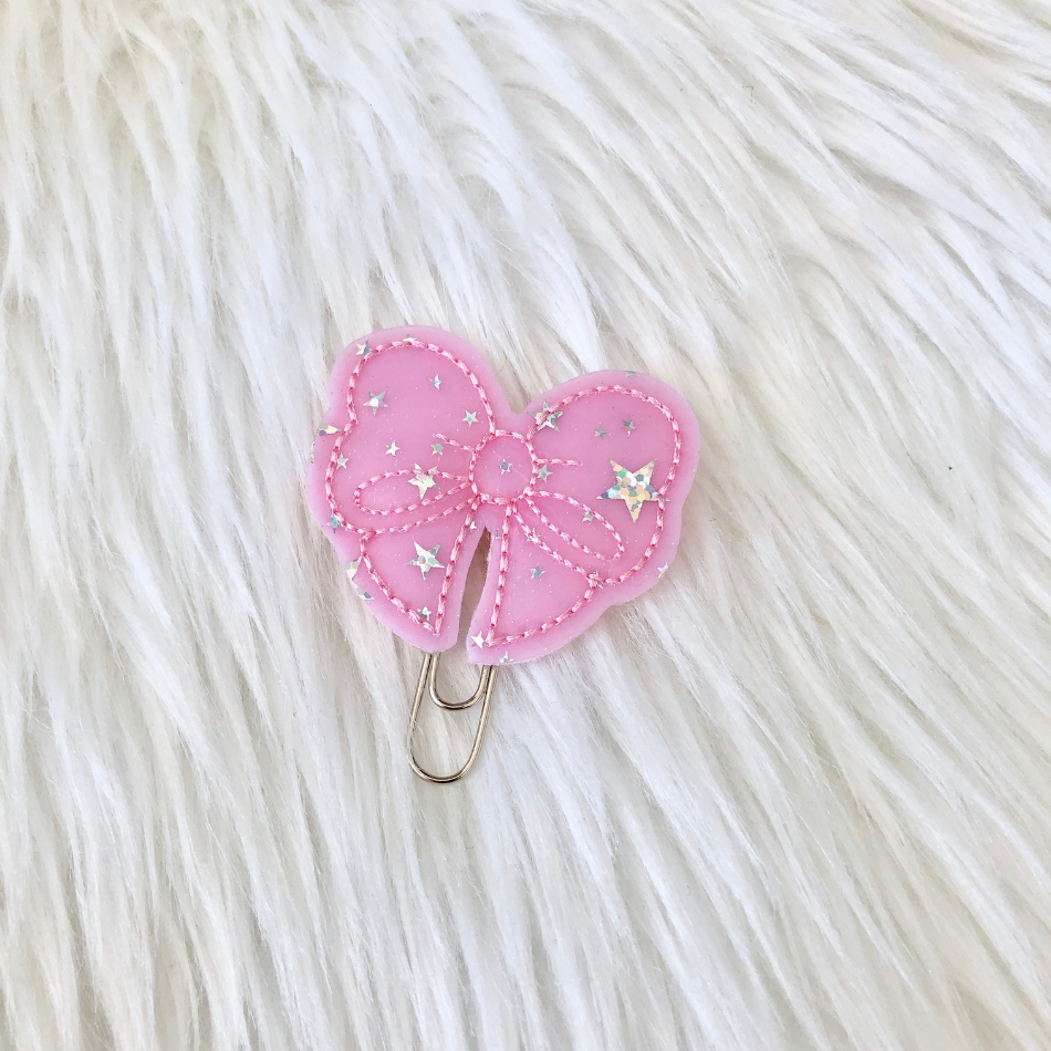 Pink Stars Bow Paperclip