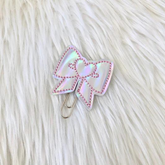 Holographic Heart Bow Paperclip