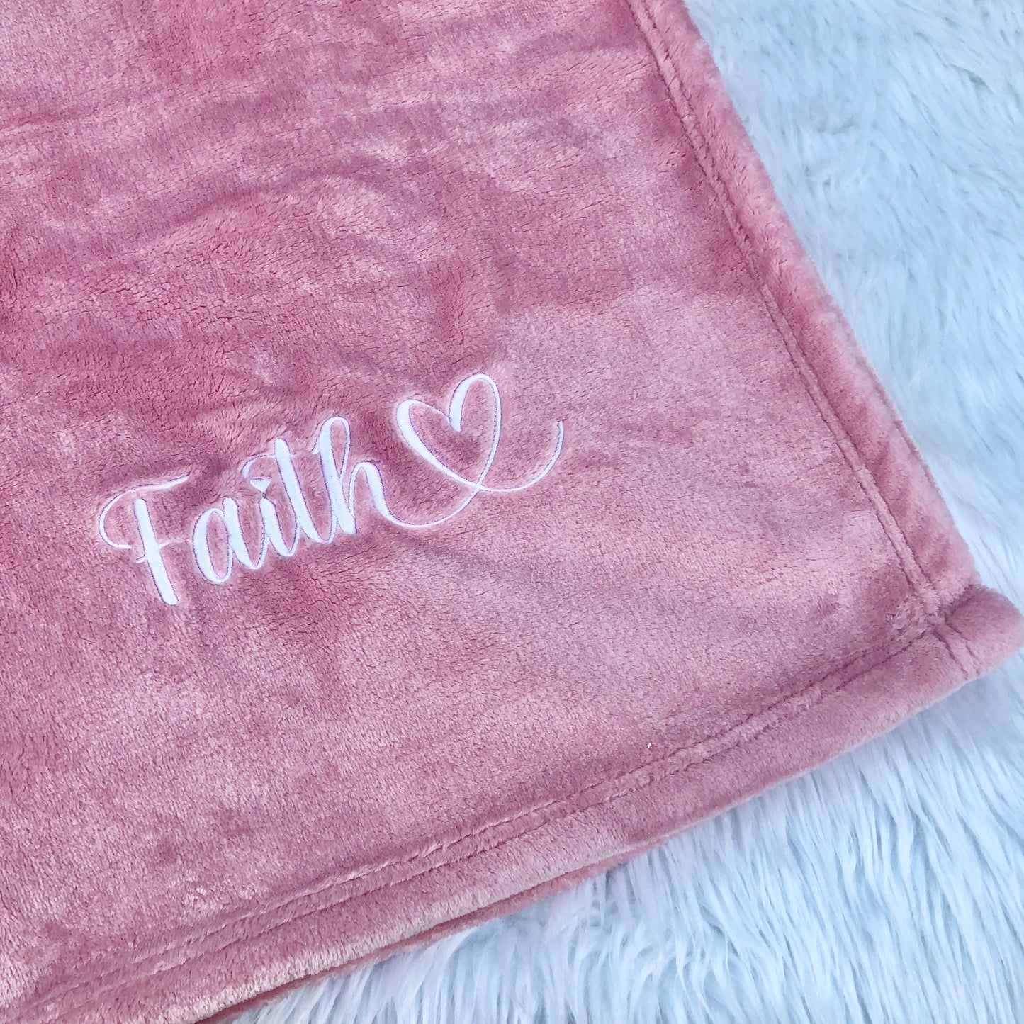 Large Personalised Cuddly Blanket - Heart Script