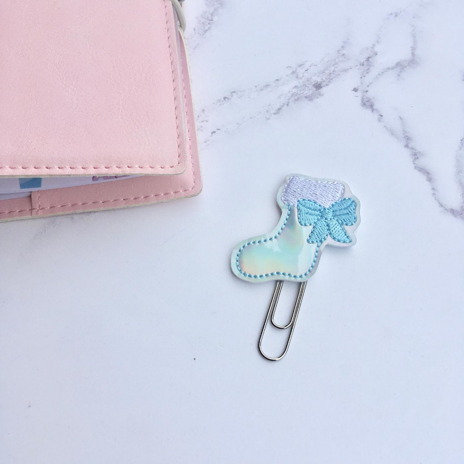 Bow Stocking Planner Clip - Holo & Blue