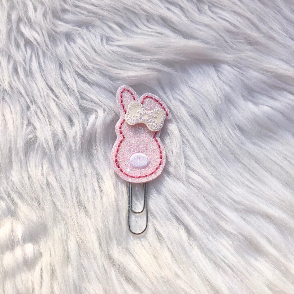 Bunny Silhouette Planner Clip - Pink Glitter