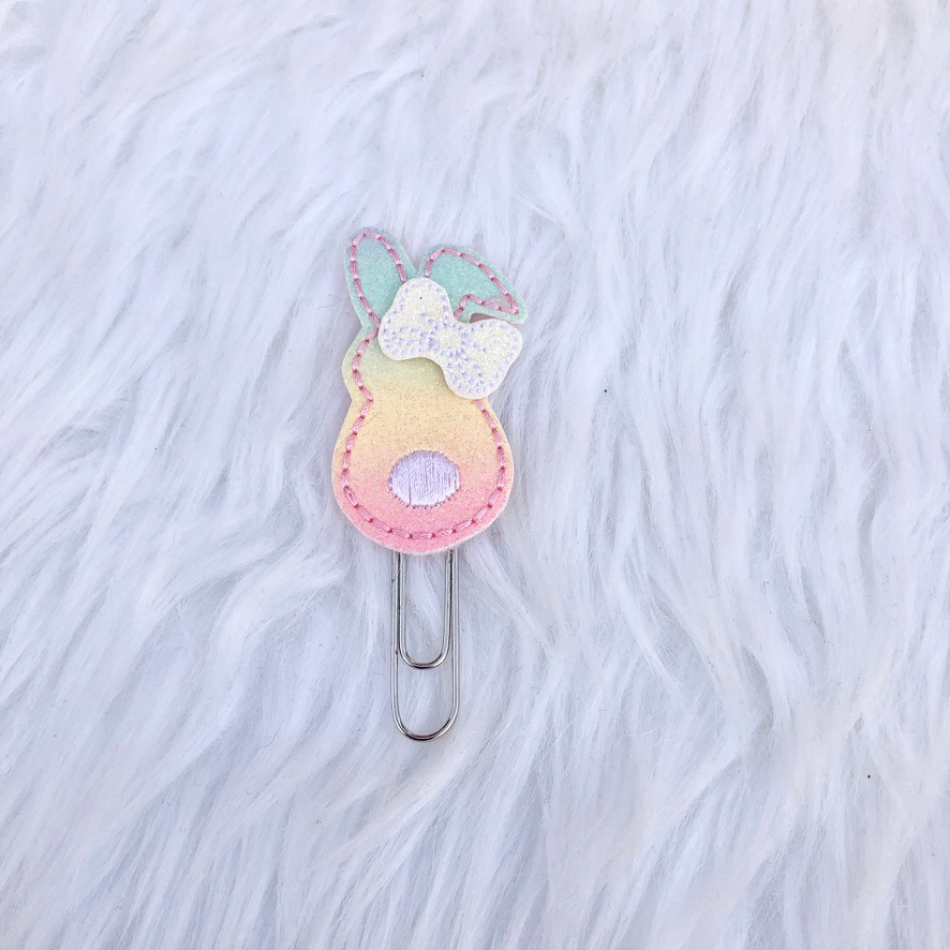 Bunny Silhouette Planner Clip - Rainbow Glitter