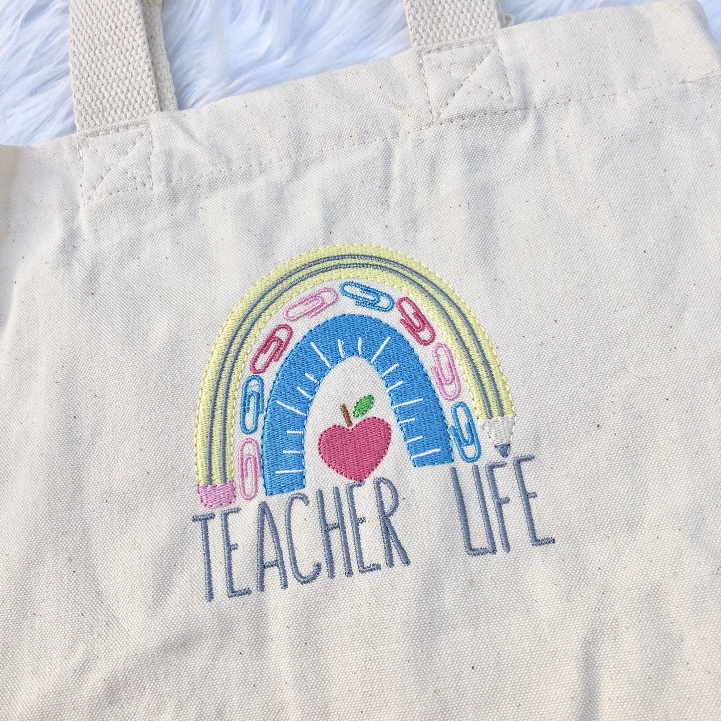 Teacher Life Rainbow Mini Tote