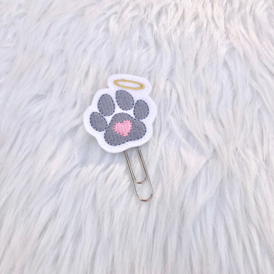 Pink Halo Paw Print Planner Clip