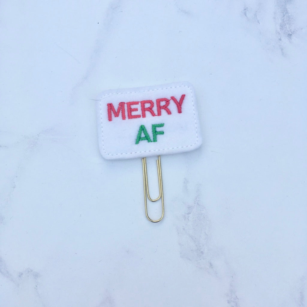 Merry AF Planner Clip - White