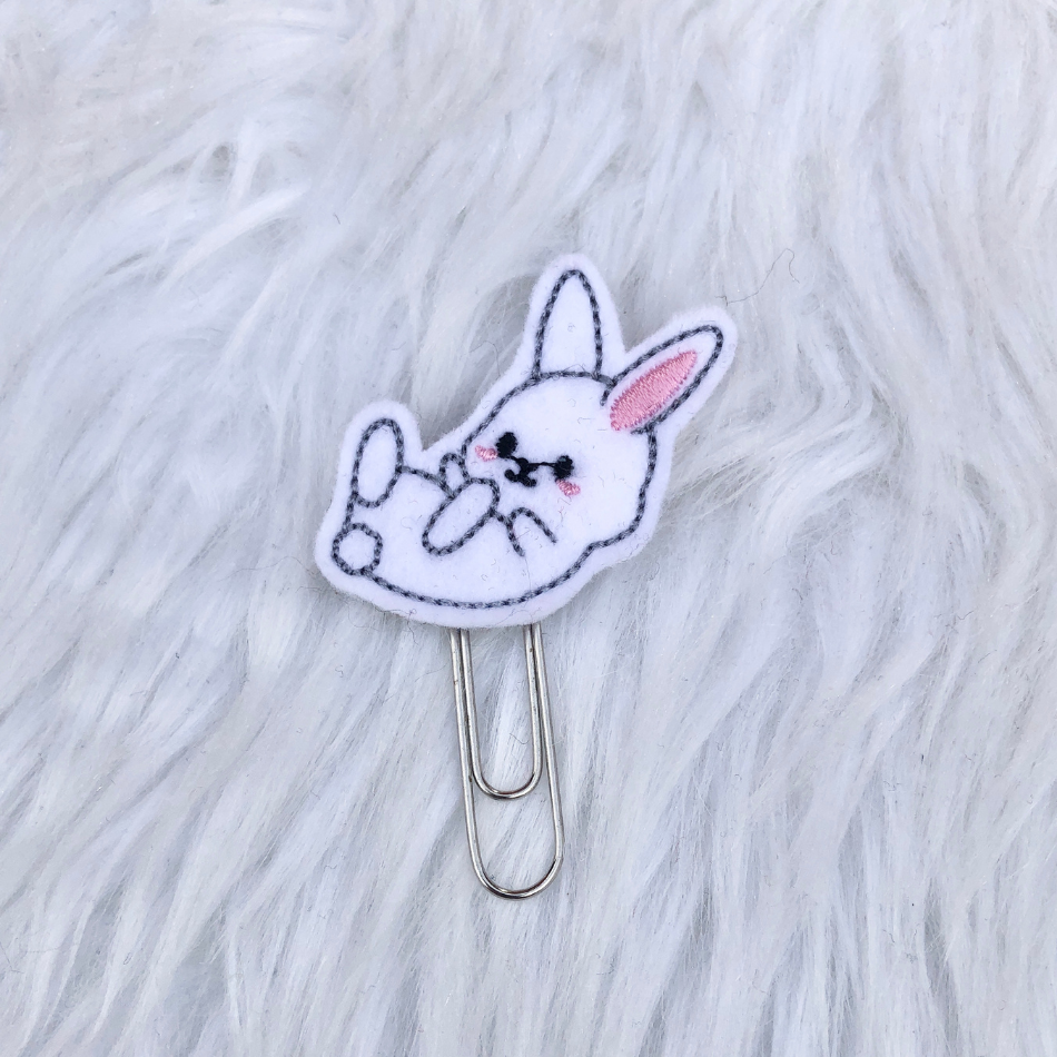 Playful Bunny Planner Clip - White